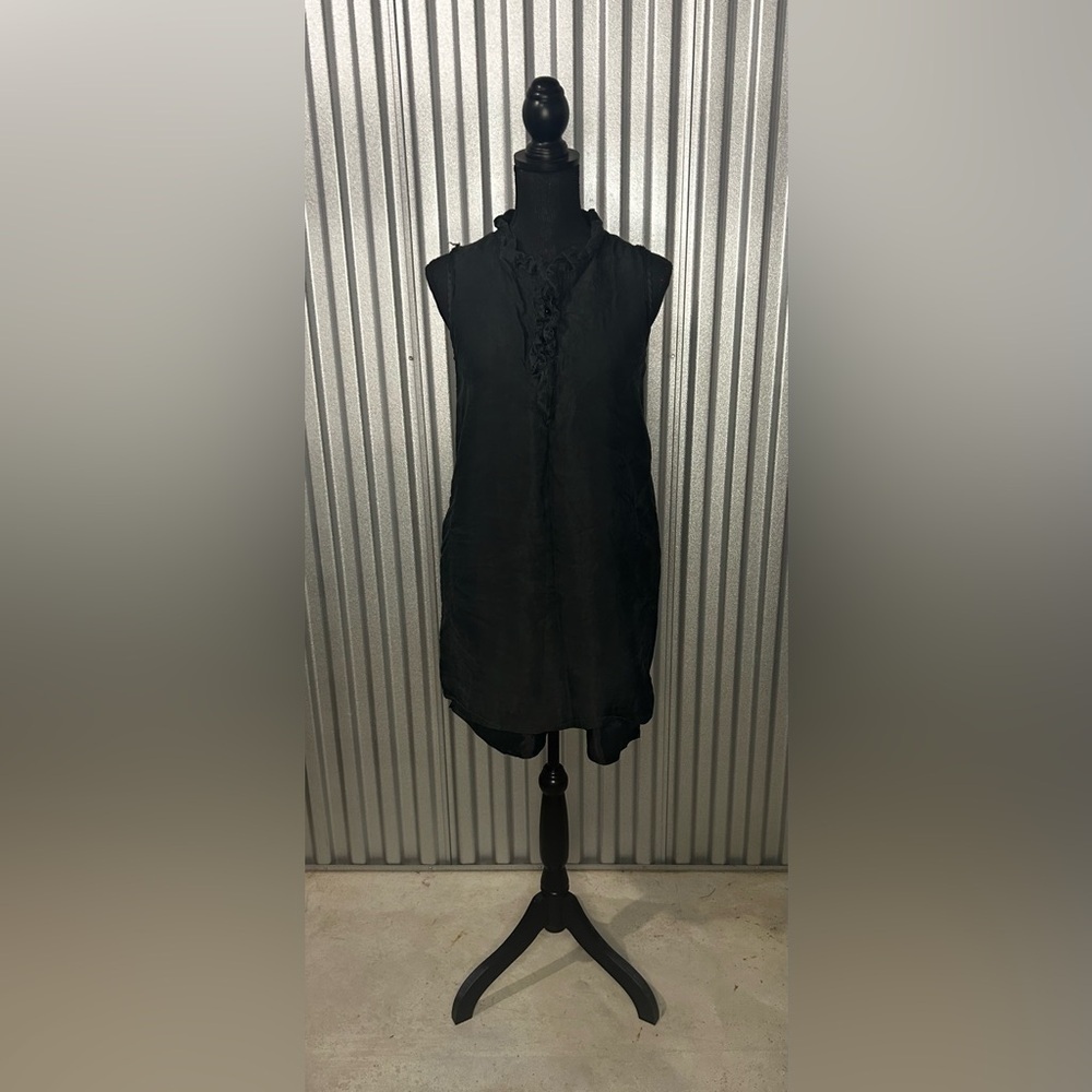 Women’s Designer Kate Spade Black Silk Cotton Ruffle MIDI Dress Size Small